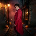 thumbnail image 4 of Men's Vintage Gothic Medieval Steampunk Long Tailcoat Jacket Victorian Frock Button Down Swallow Coat Uniform Wine XL, 4 of 6
