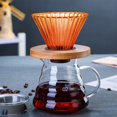 thumbnail image 1 of Feltree Filtre à Café Café Tasse en Verre Coloré Filtre Tasse Portable en Verre pour Café Infusé à la Main Goutte à Goutte Filtre Réutilisable Base en Bois Amovible, 1 of 7