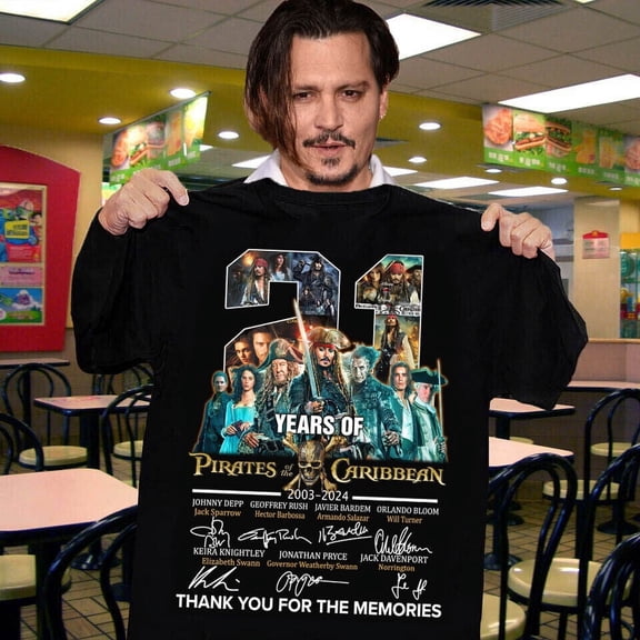 21 Years Anniversary Pirates Of The Caribbean Signatures Tshirt Men
