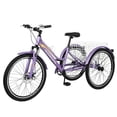 thumbnail image 2 of ABORON 24/26/27.5 Inch Adult Mountain Tricycle, 7 Speed Three Wheel MTB, Adults Trikes Cruiser Bikes with Shopping Basket & Accessories, Exercise Men's Women's Tricycles, 2 of 11