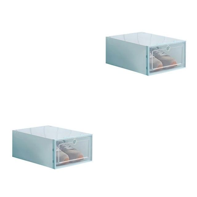 jesticaly Shoes Box Transparent Drawer Case Plastic Shoe Boxes Case Plastic Shoe Stackable Storage Case Organizer light blue 2Set