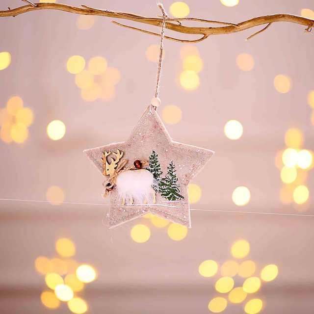 Adornos navideños, adornos navideños, regalos navideños, adornos navideños, árbol de Navidad de tela, pequeño colgante de madera, adornos colgantes, uso doméstico