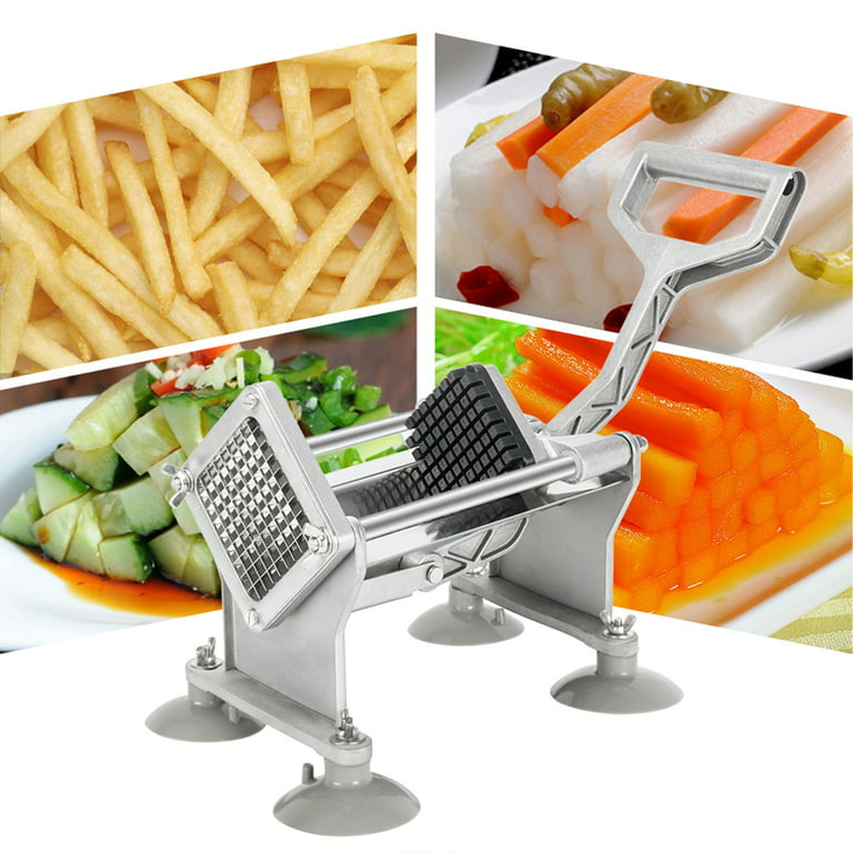 Private Jungle Vertical French Fries Machine with Four 3/8 & 1/4 & 1/2  Flower Blades & 4pcs Suction Cups & 2pcs Expansion Bolts Silver 