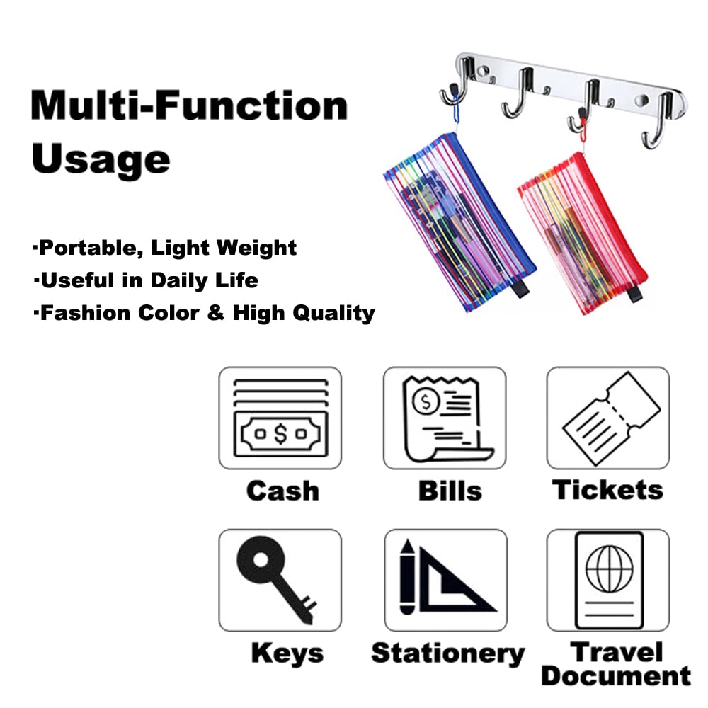 MUKA 24PCS Rainbow Striped Zipper Pouch Waterproof Storage Bags Pencil Case for Travel Cosmetic Toiletry Puzzle Organizing-Green-A6