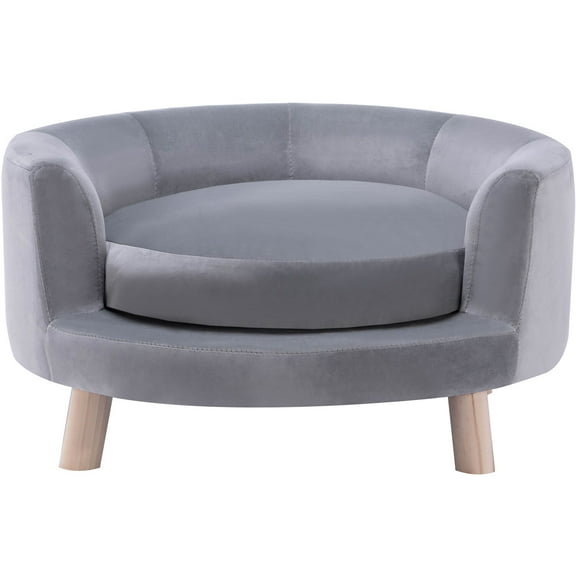 Critter Sitters 28 in. Elegant Gray Faux-Velvet Circular Pet Bed