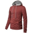 thumbnail image 3 of H2H Mens Casual Slim Fit Pullover Hoodie Long Sleeve Lightweight With Kanga Pocket (CMOHOL050), 3 of 6