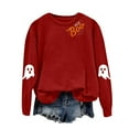 thumbnail image 5 of mgoYE Women Halloween Shirt Sweatshirts Halloween Ghost Sweatshirt Women - Halloween Graphic Crewneck Tops Casual Sweater(Red,M), 5 of 5