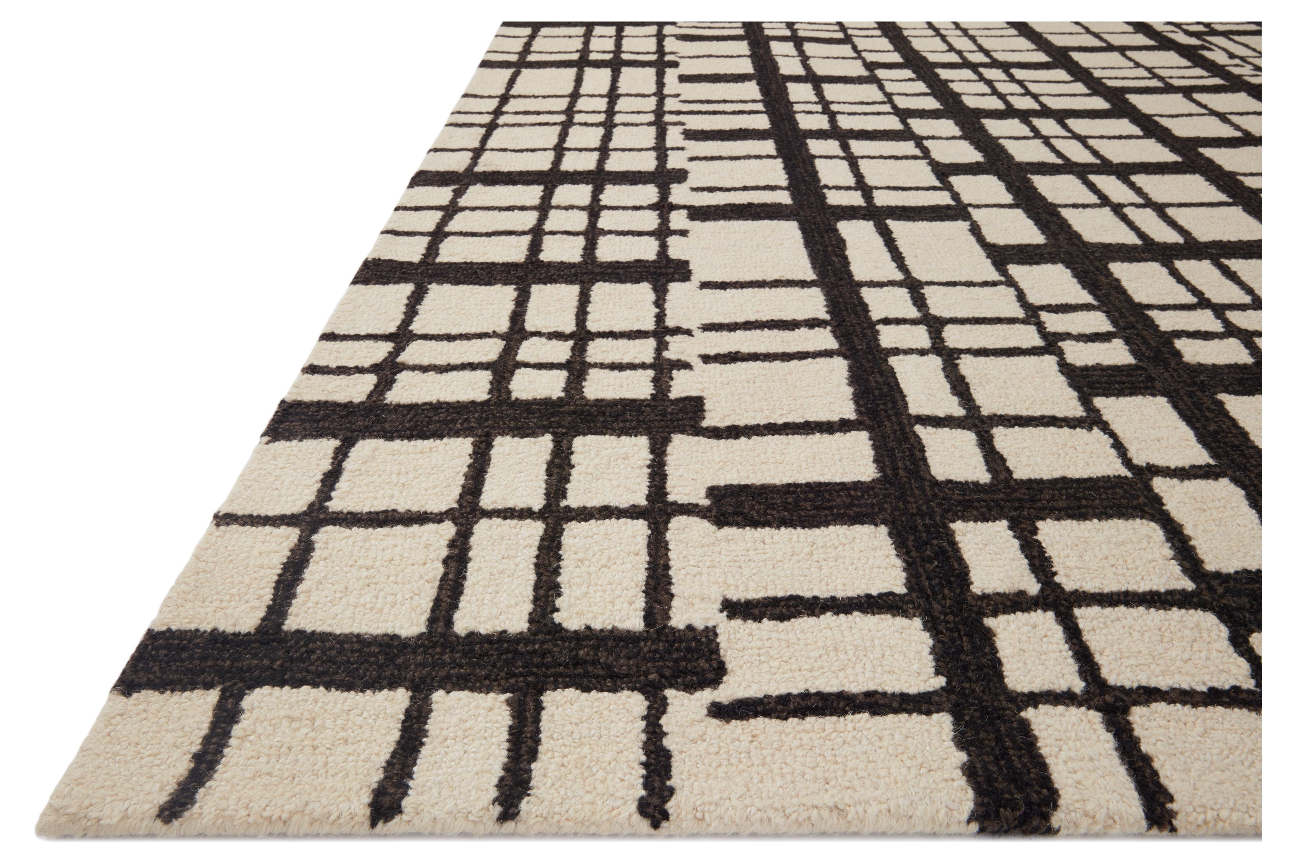 Chris Loves Julia x Loloi Polly Plaid Black/Ivory 2'-3" x 3'-9" Area Rug
