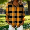 thumbnail image 2 of YUGYXL Plus Size Flannel Shirts for Women Lightweight Plaid Shirt Button Down Blouses Casual Orange L, 2 of 6