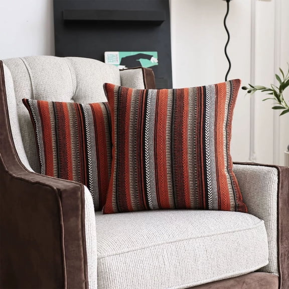 Scandinavian Modern Pillow Cover | Bohemian Striped Cushion Cover for Sofa or Bed | Decorative Throw Pillow Case | 18x18 Inch Multicolor Polyester Square Pillow Sham for Home Decor