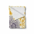 thumbnail image 2 of Oriental Soft Flannel Fleece Throw Blanket, Pattern with Floral Motifs and Cartoon, Cozy Plush for Indoor and Outdoor Use, 50" x 70", Earth Yellow Indigo, by Ambesonne, 2 of 6
