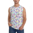 thumbnail image 2 of Lsque Butterflies on Polka Dots Print Men's Cotton Blend Sleeveless Muscle Shirts (S-3XL)- Moisture Wicking, Odor Protection, UPF 30+,Large, 2 of 8