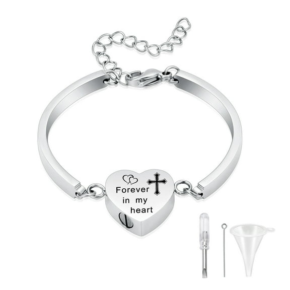 Adjustable Heart Cremation Bracelet for Ashes Stainless Steel Urn Bangles for Ashes Memorial Keepsake Cremation Memorial Urn Bracelet
