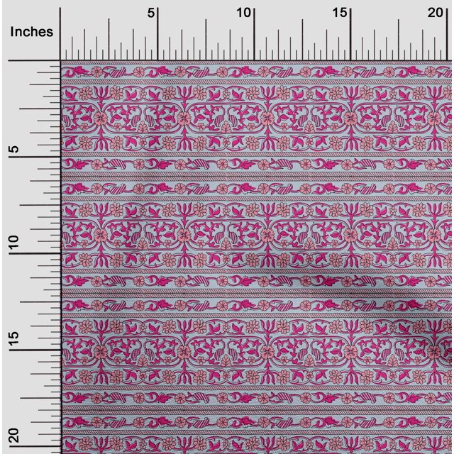 oneOone Viscose Chiffon Fabric Leaves & Floral Block Print Fabric BTY 42 Inch Wide