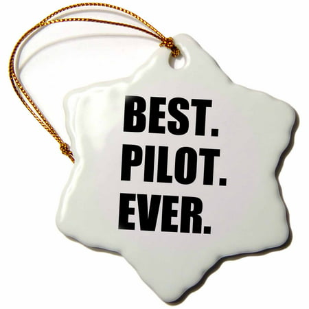 3dRose Best Pilot Ever, fun appreciation gift for talented airplane pilots, Snowflake Ornament, Porcelain,