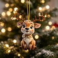 thumbnail image 7 of Hyknon Cute Acrylic Christmas Ornaments Pendant, Clear 2D Flat Festive Decor with Hanging Rope, Thick Reindeer Rearview Mirror Pendant, Portable Hanging Decor for Xmas Tree Car Backpack Holiday Gifts, 7 of 7