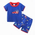 thumbnail image 3 of Kaprioy Boys Summer Outfits Toddler Boy's Short Sleeve T-Shirt and Short Outfit Set Cartoon Animals Print T-shirt Shorts Summer Set, 3 of 6