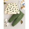 thumbnail image 4 of Baby Toddler Boy Fall Outfit 6 9 12 18 24 Months 2T 3T Dinosaur Print Long Sleeve Sweatshirt and Elastic Pants 2 Piece Clothes Set, 4 of 9