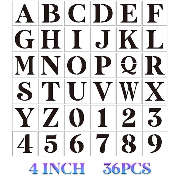 Plantillas de letras para pintar sobre madera, plantillas del alfabeto de 4 pulgadas, plantillas de letras y números para carteles de pared, tela para puertas