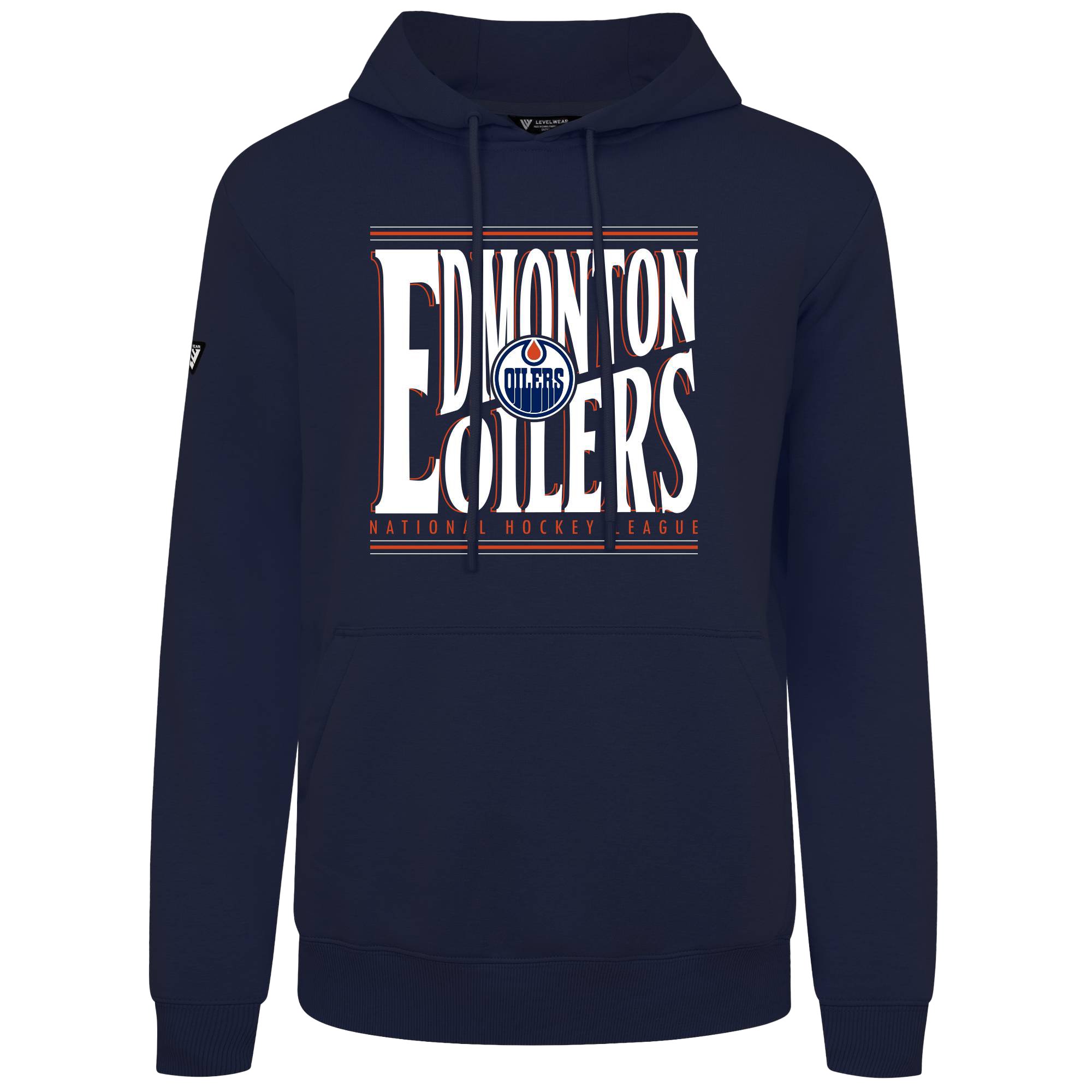 Men's Levelwear Navy Edmonton Oilers Podium Powerhouse Pullover Hoodie