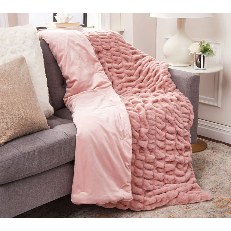 Hotel du Cobb Oversized Luxury Ruched Faux Fur Throw by Dennis