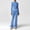 Blue(Jacket+Flared Pants), variant on PISONIC Women's 2 Piece Workout Set Color Block Strappy Sports Bra, High Waisted Tummy Control Shorts, Backless Yoga Gym Athletic Outfit