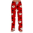 thumbnail image 6 of Lumtrix Christmas Pajama Pants Women Funny Snowman Graphci Lounge Pants Casual Elastic Waist Palazzo Pants Winter Pajamas Red XL, 6 of 6
