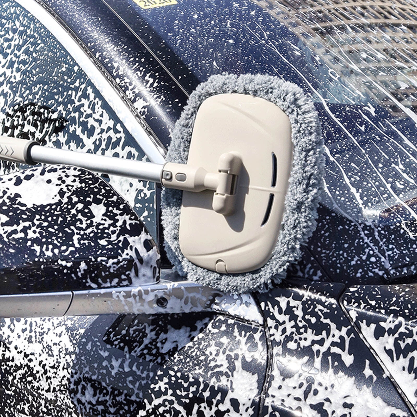 WLAGOOD Car Wash Mop Curved Pole Car Wash Does Not Damage Car Paint Soft Bristle Telescopic Car Brush Special