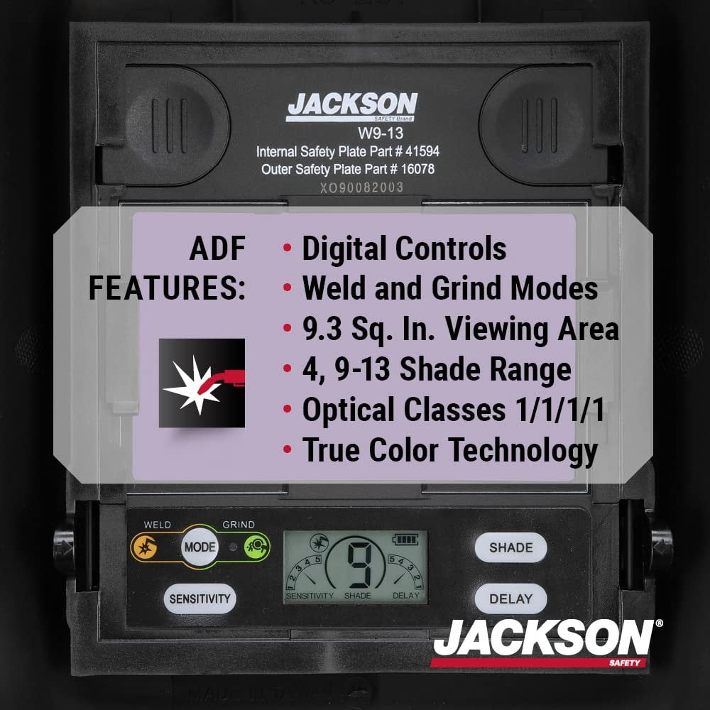 Jackson Safety Ultra-Lightweight Insight HSL-100 Welding Helmet with Digital Variable Auto Darkening Filter, Nylon, HSL-100, Black, Universal Size, 46129