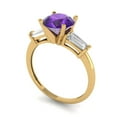 thumbnail image 2 of Three-Stone Engagement Ring for Women - 2ct Natural Amethyst in 18K Yellow Gold Promise Ring, 2 of 6