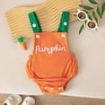 thumbnail image 2 of eczipvz Newborn Baby Girl Boy My First Christmas Outfit Corduroy Bubble Romper Overalls Letter Santa Hat Embroidery Sleeveless Jumpsuit Suspender Overall Orange,6-12 Months, 2 of 7