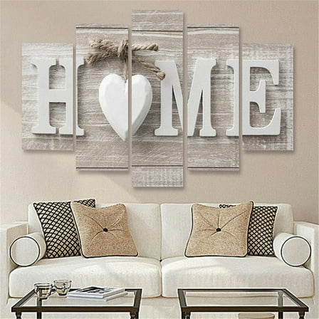 Love Sanctuary Large Canvas Print White Home Sweet Heart Modern Picture Wall Art Decor Painting 40" W x 20" H