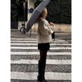 thumbnail image 3 of Abrigos de lana elegantes con un botón y cuello redondo para mujer, chaquetas recortadas de manga larga a la moda de gran tamaño, prendas de vestir exteriores de calle para mujer 2024, 3 of 5