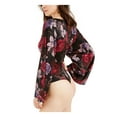 thumbnail image 2 of Guess Womens Jazzi Printed Kimono Sleeves Bodysuit Black S, 2 of 4