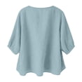 thumbnail image 5 of longantii Embroidered Tops for Women 3/4 Sleeve Boho Cotton Linen Shirts Plus Size V Neck Tunic Peasant Clothes Blue XL, 5 of 8