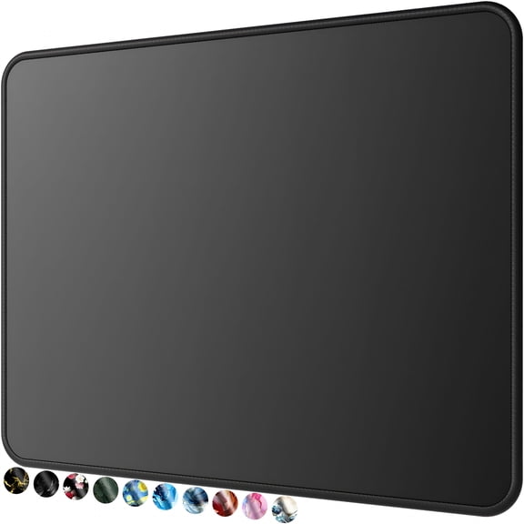 GJX Mouse Pad with Anti-Fray Stitched Edges, Premium-Textured Waterproof Surface, Non-Slip Rubber Base, Computer & Gaming Mouse Mat for Laptop, Office & Home, 8.5 x 11 in, Black