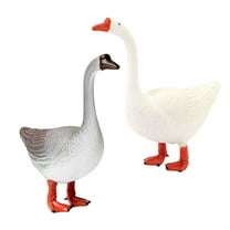 OULII Set of 2 Realistic Goose Statues Plastic Garden Ornaments for Patio Lawn Decoration