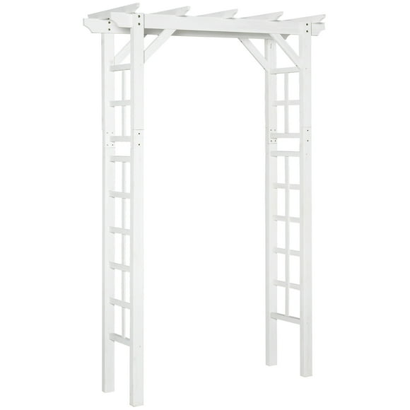 Outsunny 85" Wooden Garden Arbour, Outdoor Garden Arch Trellis, White
