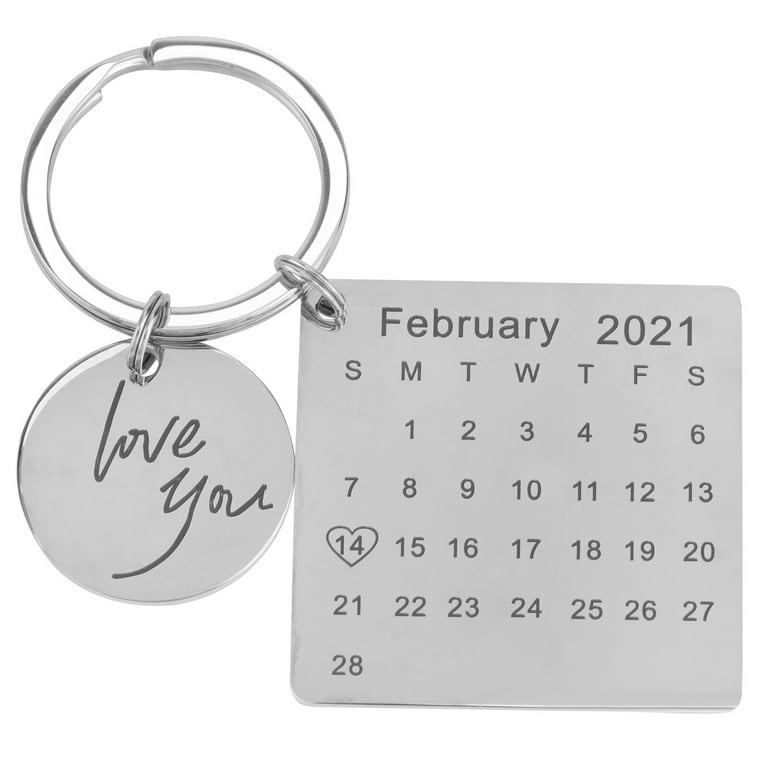 NUOLUX 1Pc DIY Couple Keychain Decorative Calendar Shaped Key Ring Creative Souvenir