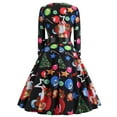 thumbnail image 3 of asdoklhq Skirt for Women Plus Size,Christmas O-Neck High Waist Long Sleeve Black Ribbon Large Skirt Gown Retro Dress, 3 of 4
