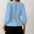 thumbnail image 2 of Diufon Tie Front Tops for Women 3/4 Puff Sleeve Trendy Ruffle Hem Blouse Going Out Lace Up Cute Tops, 2 of 7