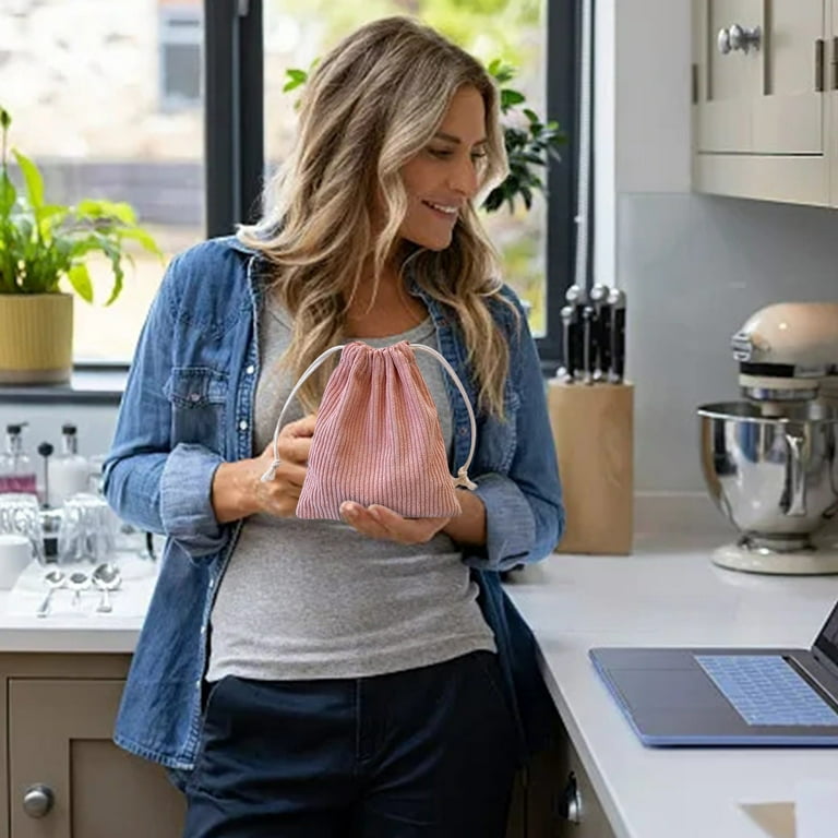 Corduroy Drawstring Pouch Organizer, Multi-Use Storage Bag for - Main Image