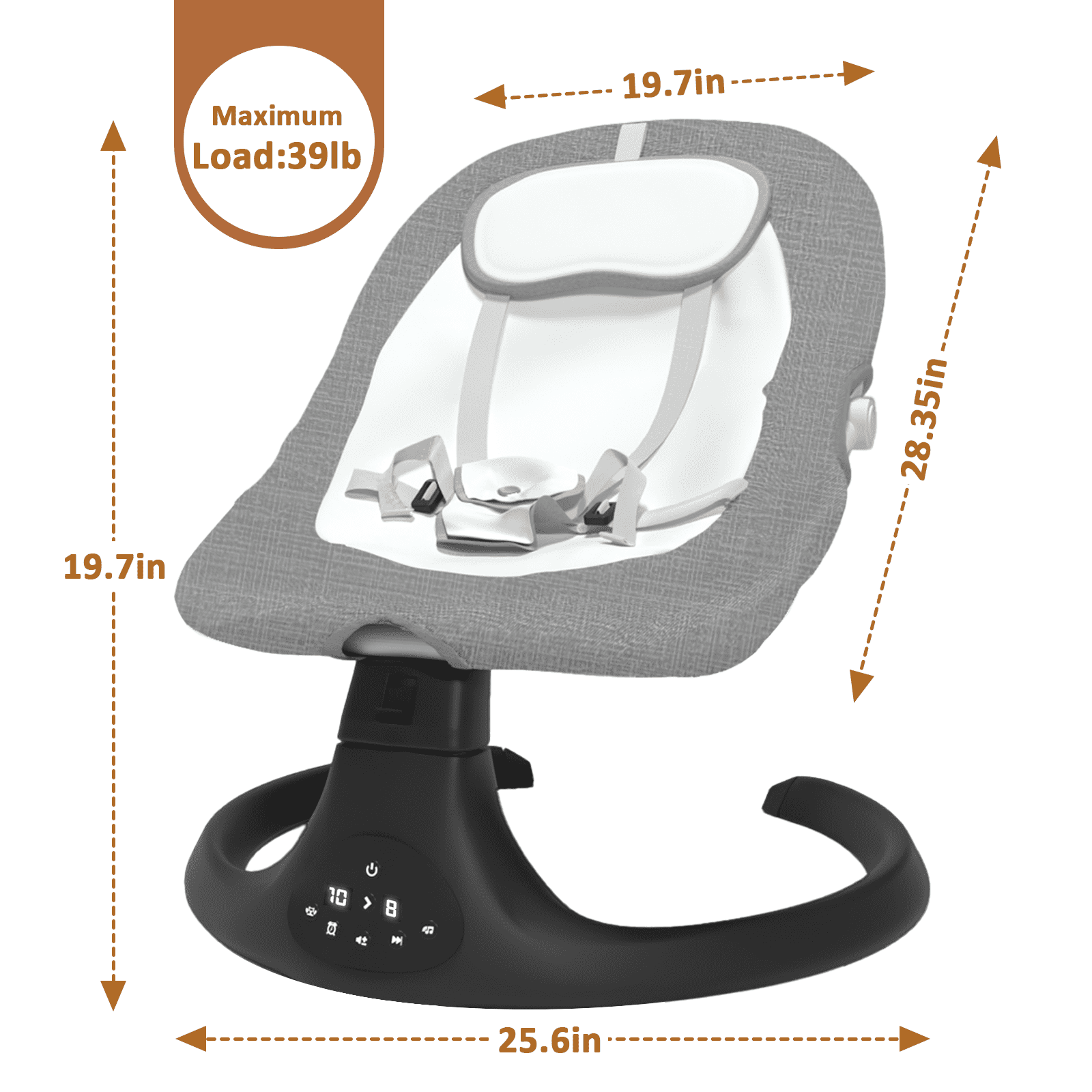 G TALECO GEAR Baby Swings for Infants, Electric Swing for Baby 0-12 Month, Indoor Baby Swing for Newborn Girl Boy, Gray