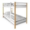 Letto Twin Over Twin Bunk Bed, White/Brown