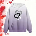 thumbnail image 4 of WQNVRNR Kids Valentine's Day Hoodie- Casual Heart Fleece-Lined Long Sleeve Sweatshirt with Pocket Purple Size 5, 4 of 6