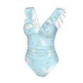 thumbnail image 4 of Yiaed Cute Bunny Print Women's Ruffled One Piece Swimsuit V Neck Swimwear Slimming Monokini for Woman-Medium, 4 of 8