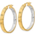 thumbnail image 2 of 14K Yellow & Rhodium Polished And Diamond-Cut Circle Hoop Earrings (Width 29) (Length 29) - Jbsp, 2 of 5