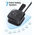 thumbnail image 4 of ORICO 5-in-1 Travel Power Strip Flat Plug Power Strip 2 Outlets 3  Port Long Extension Cord for Cruise, 4 of 7