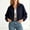 Navy, variant on Sentmoon Womens Light Jacket Solid Color Long Sleeve Baseball Jacket with Puffy Hem Lapel Zip Up Casual Coat for Spring Autumn Winter S-XL