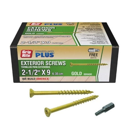 

Grip-Rite 5030163 PrimeGuard Plus No. 9 x 2.5 in. Star Flat Head Deck Screws Gold - 1 lbs - Pack of 12